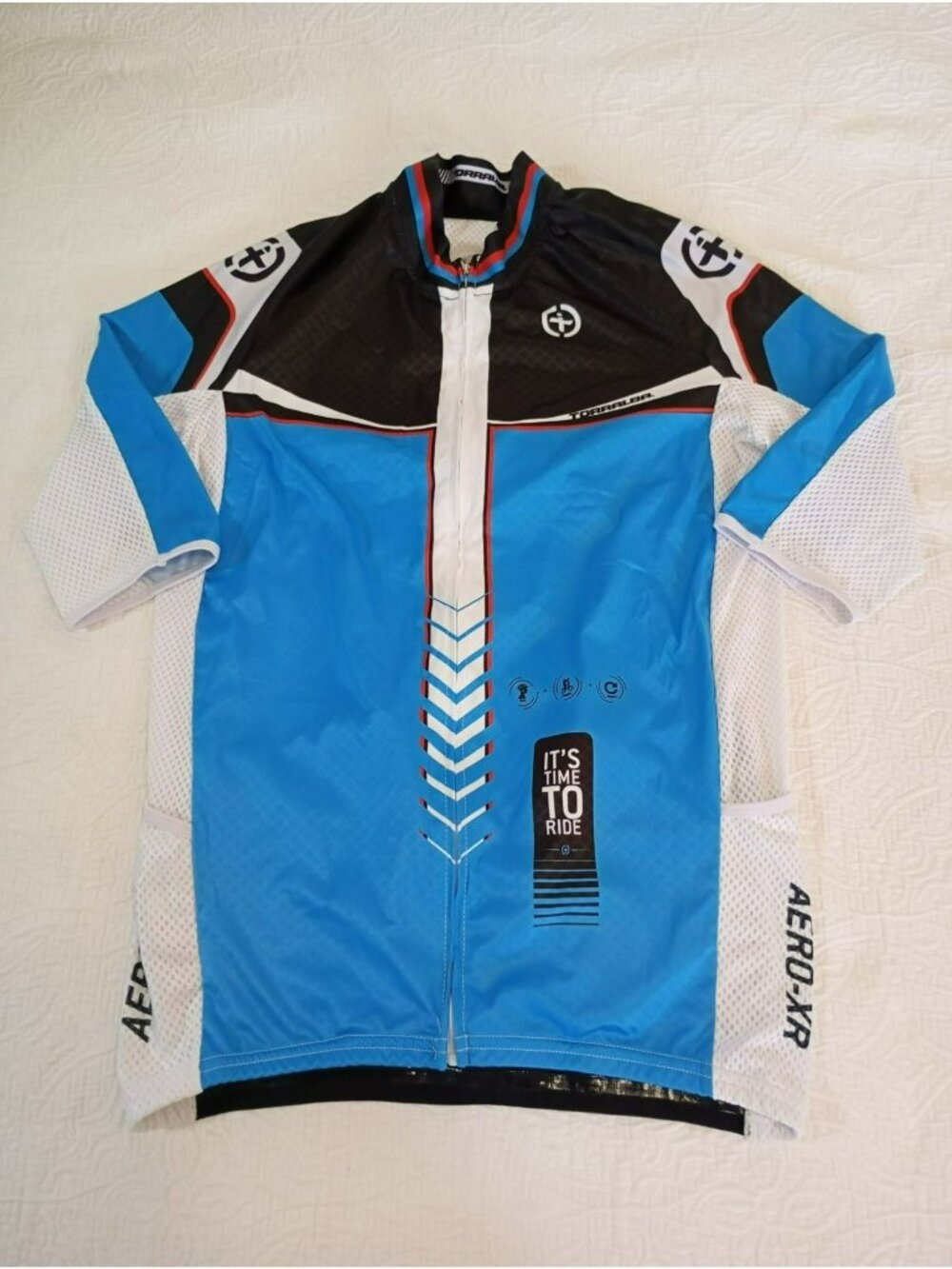 Torralba Aero-XR Cycling Jersey Blue White Black Size L Full-Zip T-Dry Mens